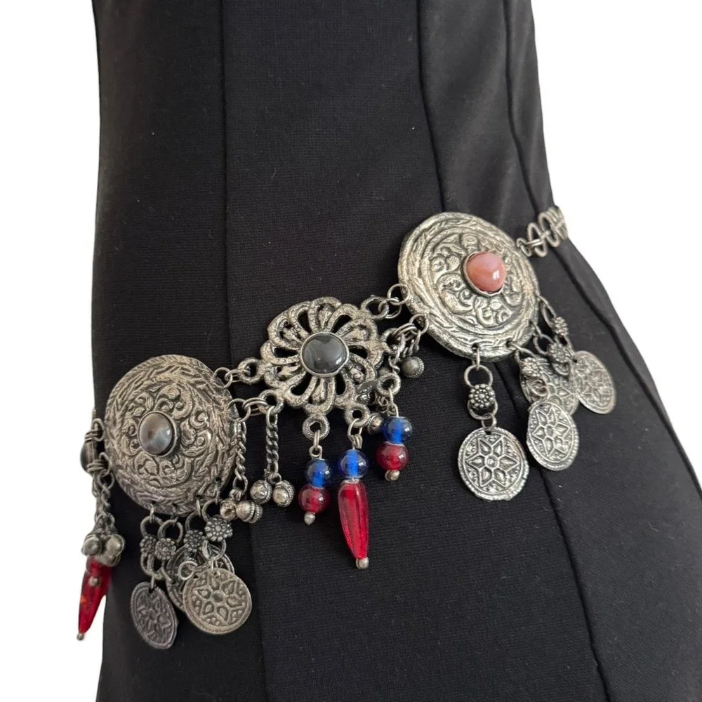 Vintage Traditional Coin Gemstone Kuchi Tribal-style Waist Belly Belt